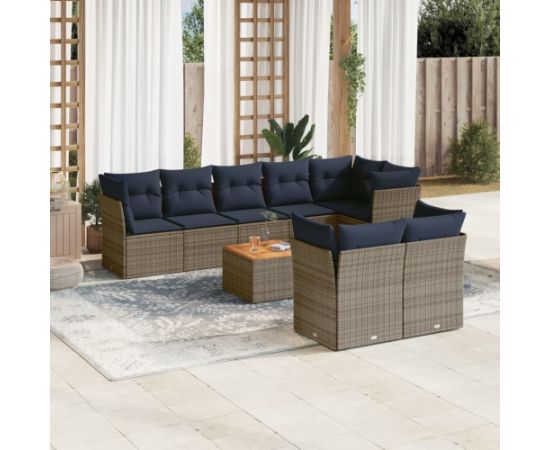 Vidaxl 9-cz. zestaw wypoczynkowy do ogrodu, z poduszkami, szary Dārza mēbeļu komplekti