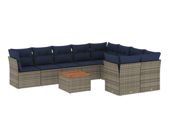 Vidaxl 10-cz. zestaw wypoczynkowy do ogrodu, z poduszkami, szary Dārza mēbeļu komplekti