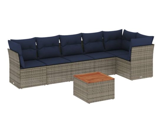 Vidaxl 7-cz. zestaw wypoczynkowy do ogrodu, z poduszkami, szary Dārza mēbeļu komplekti