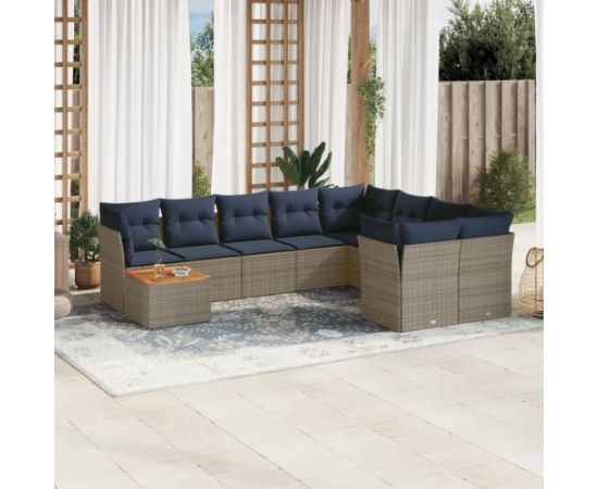 Vidaxl 10-cz. zestaw wypoczynkowy do ogrodu, z poduszkami, szary Dārza mēbeļu komplekti