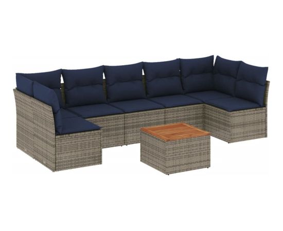 Vidaxl 8-cz. zestaw wypoczynkowy do ogrodu, z poduszkami, szary Dārza mēbeļu komplekti