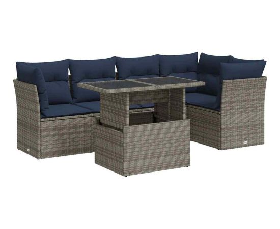 Vidaxl 6-cz. zestaw mebli z poduszkami, szary, polirattan i akacja Dārza mēbeļu komplekti