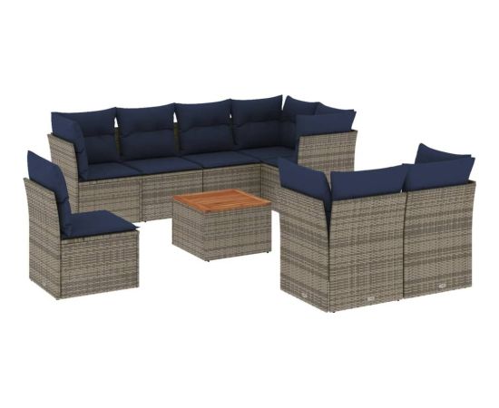 Vidaxl 9-cz. zestaw wypoczynkowy do ogrodu, z poduszkami, szary Dārza mēbeļu komplekti