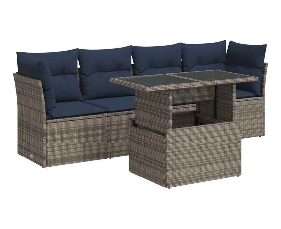 Vidaxl 5-cz. zestaw wypoczynkowy do ogrodu, poduszki polirattan akacja Dārza mēbeļu komplekti