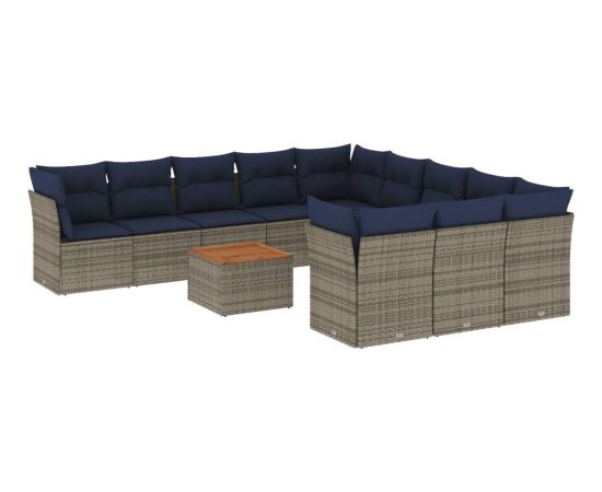 Vidaxl 12-cz. zestaw mebli ogrodowych z poduszkami, szary, polirattan Dārza mēbeļu komplekti