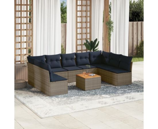 Vidaxl 10-cz. zestaw wypoczynkowy do ogrodu, z poduszkami, szary Dārza mēbeļu komplekti