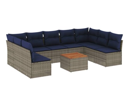 Vidaxl 10-cz. zestaw wypoczynkowy do ogrodu, z poduszkami, szary Dārza mēbeļu komplekti