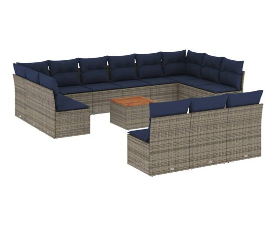 Vidaxl 14-cz. zestaw mebli ogrodowych z poduszkami, szary, polirattan Dārza mēbeļu komplekti