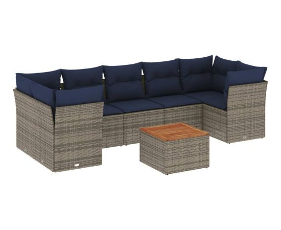 Vidaxl 8-cz. zestaw wypoczynkowy do ogrodu, z poduszkami, szary Dārza mēbeļu komplekti