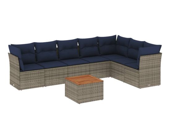 Vidaxl 8-cz. zestaw wypoczynkowy do ogrodu, z poduszkami, szary Dārza mēbeļu komplekti