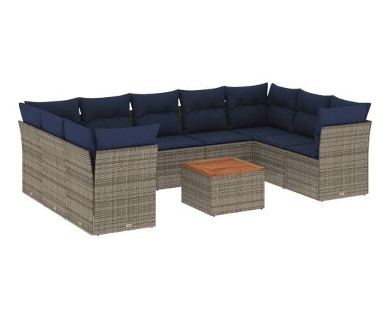 Vidaxl 10-cz. zestaw wypoczynkowy do ogrodu, z poduszkami, szary Dārza mēbeļu komplekti