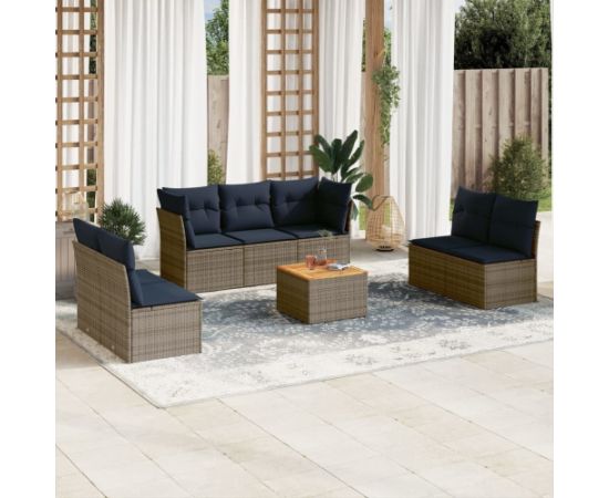 Vidaxl 8-cz. zestaw wypoczynkowy do ogrodu, z poduszkami, szary Dārza mēbeļu komplekti