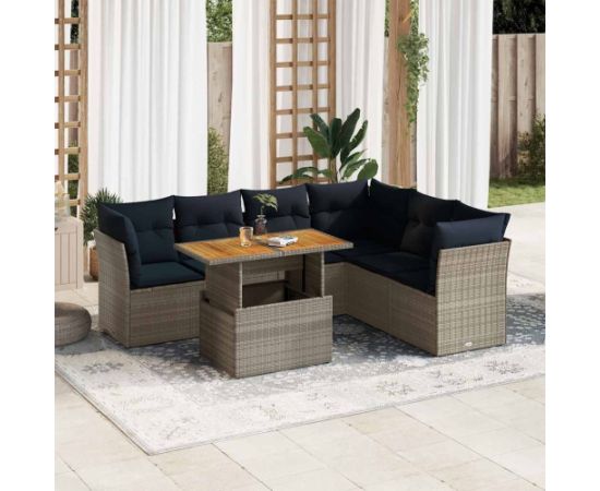 Vidaxl 7-cz. zestaw wypoczynkowy do ogrodu, z poduszkami, szary Dārza mēbeļu komplekti