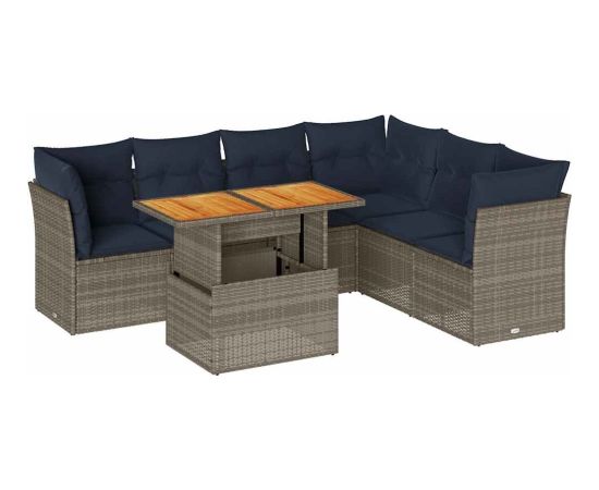 Vidaxl 7-cz. zestaw wypoczynkowy do ogrodu, z poduszkami, szary Dārza mēbeļu komplekti