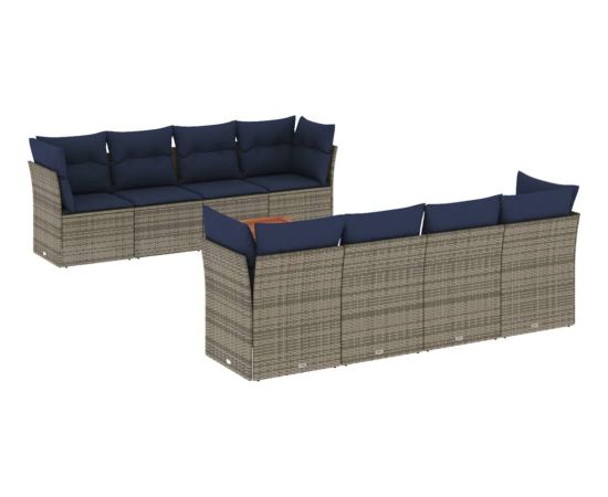 Vidaxl 9-cz. zestaw wypoczynkowy do ogrodu, z poduszkami, szary Dārza mēbeļu komplekti