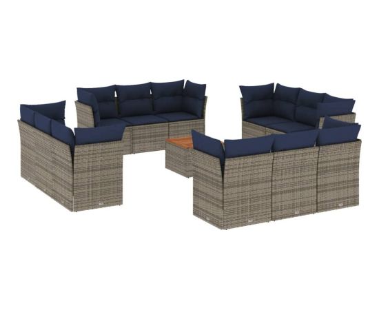 Vidaxl 13-cz. zestaw mebli ogrodowych z poduszkami, szary, polirattan Dārza mēbeļu komplekti