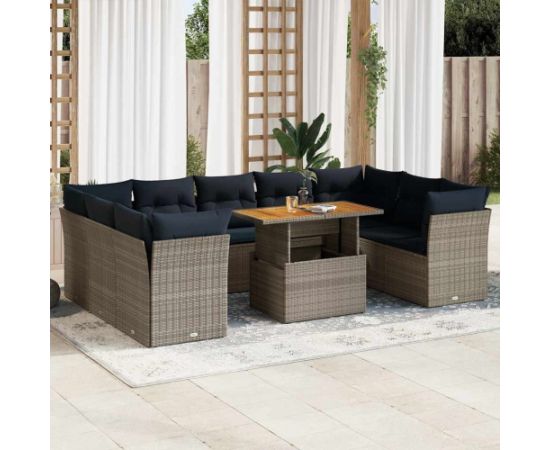 Vidaxl 10-cz. zestaw wypoczynkowy do ogrodu, z poduszkami, szary Dārza mēbeļu komplekti