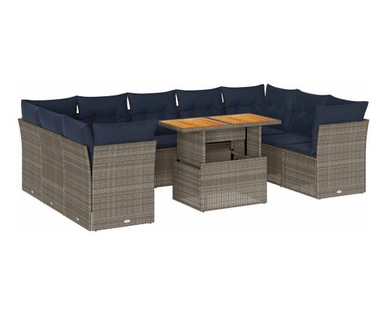 Vidaxl 10-cz. zestaw wypoczynkowy do ogrodu, z poduszkami, szary Dārza mēbeļu komplekti