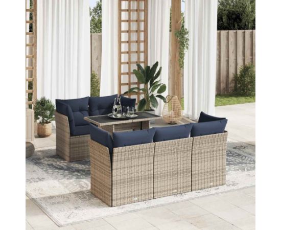 Vidaxl 6-cz. zestaw mebli z poduszkami, szary, polirattan i akacja Dārza mēbeļu komplekti