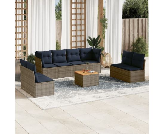 Vidaxl 9-cz. zestaw wypoczynkowy do ogrodu, z poduszkami, szary Dārza mēbeļu komplekti