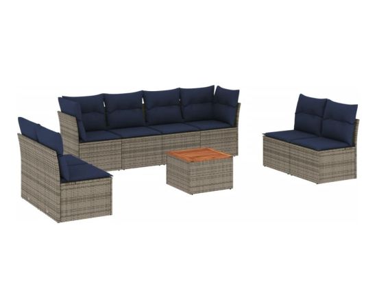 Vidaxl 9-cz. zestaw wypoczynkowy do ogrodu, z poduszkami, szary Dārza mēbeļu komplekti