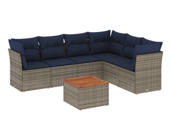 Vidaxl 7-cz. zestaw wypoczynkowy do ogrodu, z poduszkami, szary Dārza mēbeļu komplekti