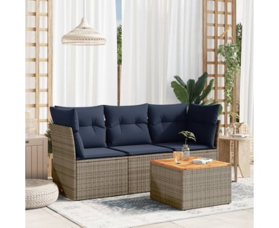 Vidaxl 4-cz. zestaw wypoczynkowy do ogrodu, z poduszkami, szary Dārza mēbeļu komplekti