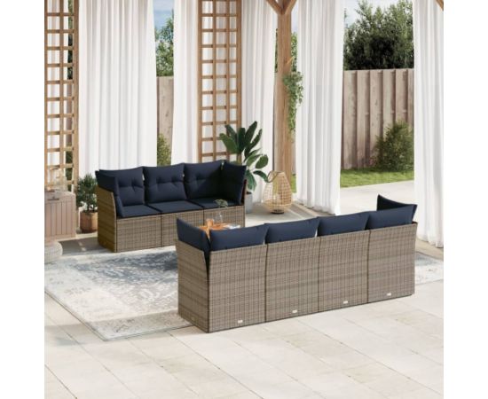 Vidaxl 8-cz. zestaw wypoczynkowy do ogrodu, z poduszkami, szary Dārza mēbeļu komplekti