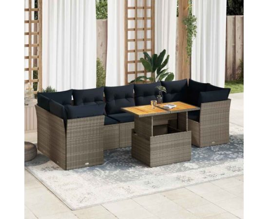 Vidaxl 6-cz. zestaw mebli ogrodowych z poduszkami, szary, polirattan Dārza mēbeļu komplekti