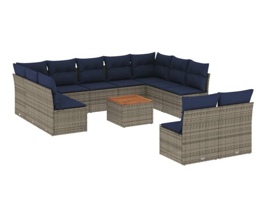 Vidaxl 12-cz. zestaw mebli ogrodowych z poduszkami, szary, polirattan Dārza mēbeļu komplekti