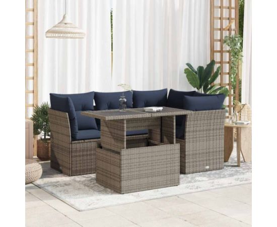 Vidaxl 5-cz. zestaw wypoczynkowy do ogrodu, poduszki polirattan akacja Dārza mēbeļu komplekti