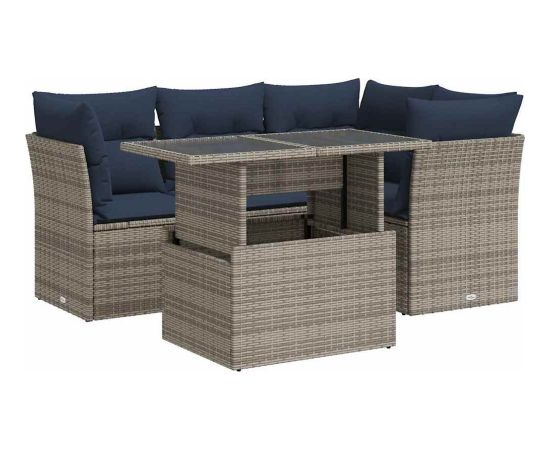 Vidaxl 5-cz. zestaw wypoczynkowy do ogrodu, poduszki polirattan akacja Dārza mēbeļu komplekti