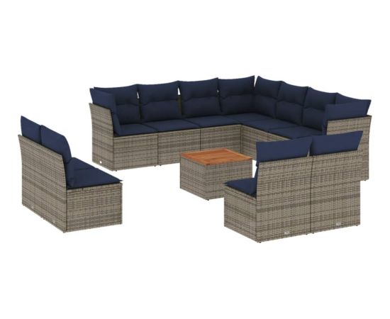 Vidaxl 12-cz. zestaw mebli ogrodowych z poduszkami, szary, polirattan Dārza mēbeļu komplekti