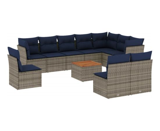 Vidaxl 11-cz. zestaw mebli ogrodowych z poduszkami, szary rattan PE Dārza mēbeļu komplekti