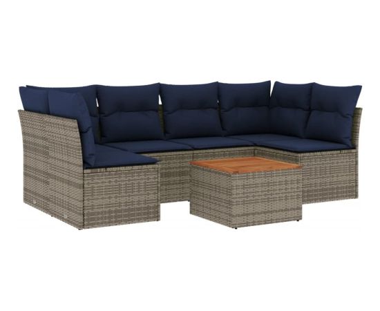 Vidaxl 7-cz. zestaw wypoczynkowy do ogrodu, z poduszkami, szary Dārza mēbeļu komplekti