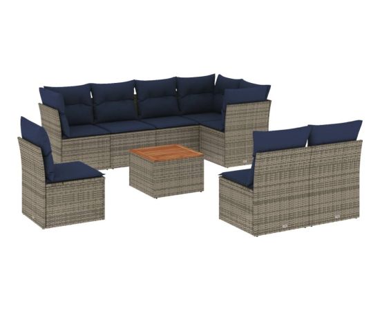 Vidaxl 9-cz. zestaw wypoczynkowy do ogrodu, z poduszkami, szary Dārza mēbeļu komplekti