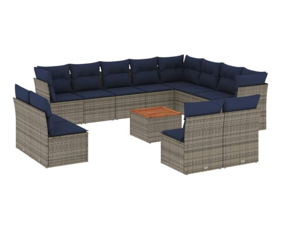 Vidaxl 13-cz. zestaw mebli ogrodowych z poduszkami, szary, polirattan Dārza mēbeļu komplekti