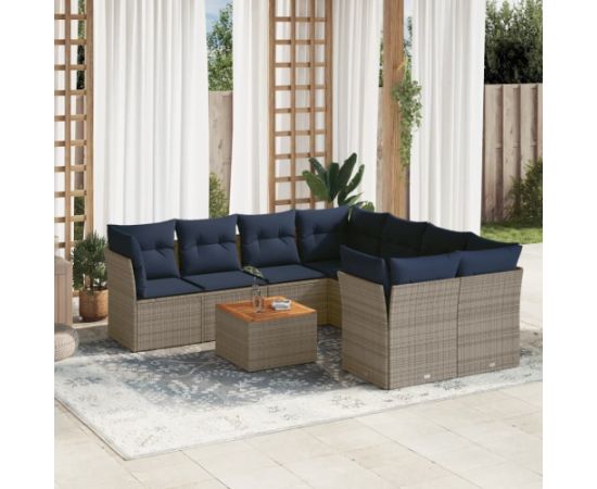 Vidaxl 9-cz. zestaw wypoczynkowy do ogrodu, z poduszkami, szary Dārza mēbeļu komplekti