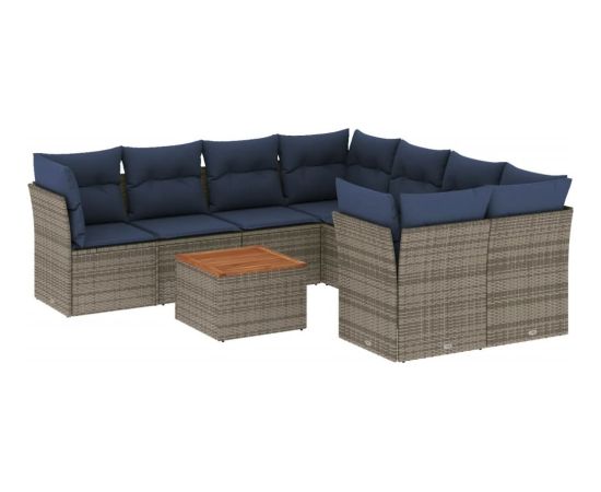 Vidaxl 9-cz. zestaw wypoczynkowy do ogrodu, z poduszkami, szary Dārza mēbeļu komplekti