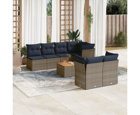 Vidaxl 8-cz. zestaw wypoczynkowy do ogrodu, z poduszkami, szary Dārza mēbeļu komplekti