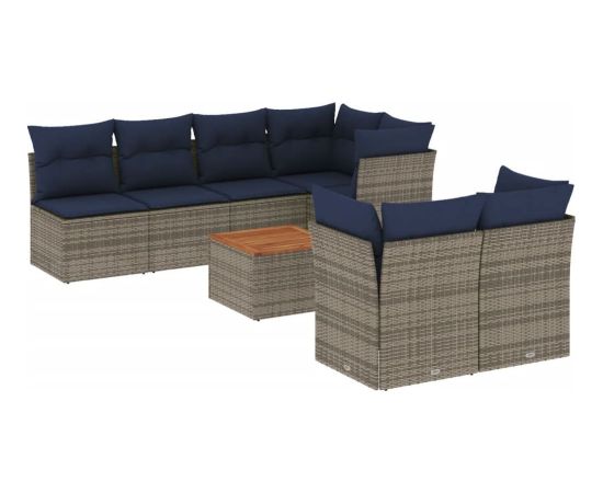 Vidaxl 8-cz. zestaw wypoczynkowy do ogrodu, z poduszkami, szary Dārza mēbeļu komplekti