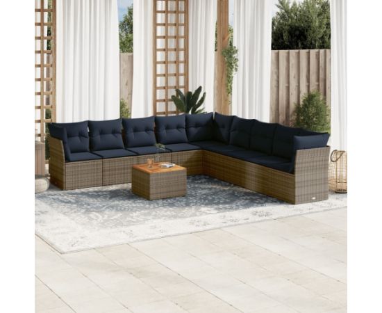 Vidaxl 10-cz. zestaw wypoczynkowy do ogrodu, z poduszkami, szary Dārza mēbeļu komplekti