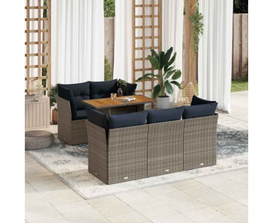 Vidaxl 6-cz. zestaw mebli ogrodowych z poduszkami, szary, polirattan Dārza mēbeļu komplekti