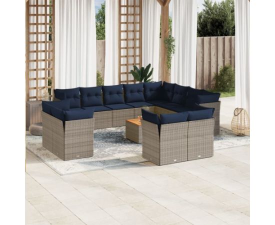 Vidaxl 13-cz. zestaw mebli ogrodowych z poduszkami, szary, polirattan Dārza mēbeļu komplekti