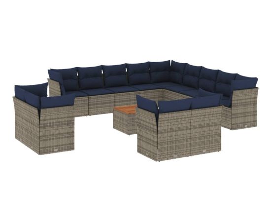 Vidaxl 14-cz. zestaw mebli ogrodowych z poduszkami, szary, polirattan Dārza mēbeļu komplekti