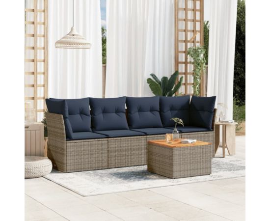 Vidaxl 5-cz. zestaw wypoczynkowy do ogrodu, z poduszkami, szary Dārza mēbeļu komplekti