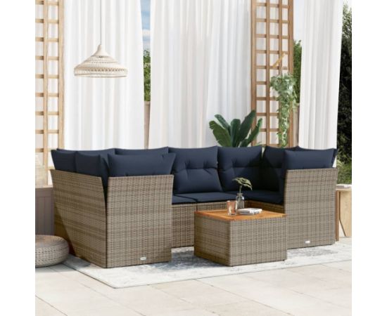 Vidaxl 7-cz. zestaw wypoczynkowy do ogrodu, z poduszkami, szary Dārza mēbeļu komplekti