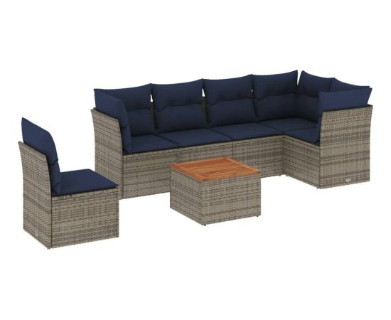 Vidaxl 7-cz. zestaw wypoczynkowy do ogrodu, z poduszkami, szary Dārza mēbeļu komplekti