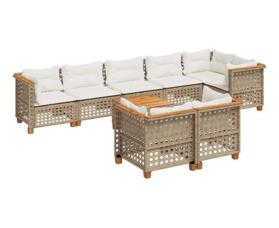 Vidaxl 9-cz. zestaw mebli ogrodowych z poduszkami, beżowy, polirattan Dārza mēbeļu komplekti