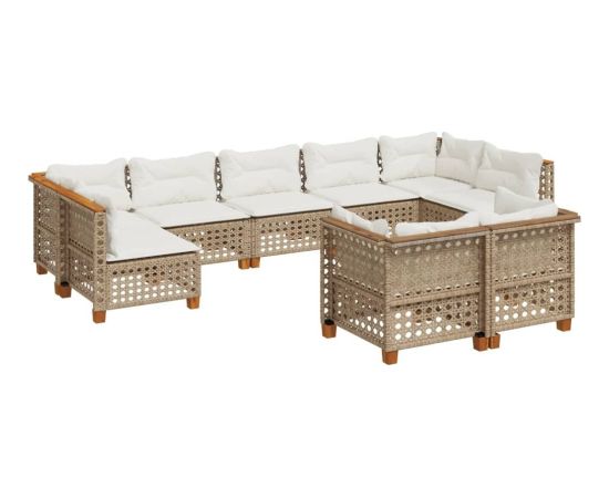 Vidaxl 9-cz. zestaw mebli ogrodowych z poduszkami, beżowy, polirattan Dārza mēbeļu komplekti